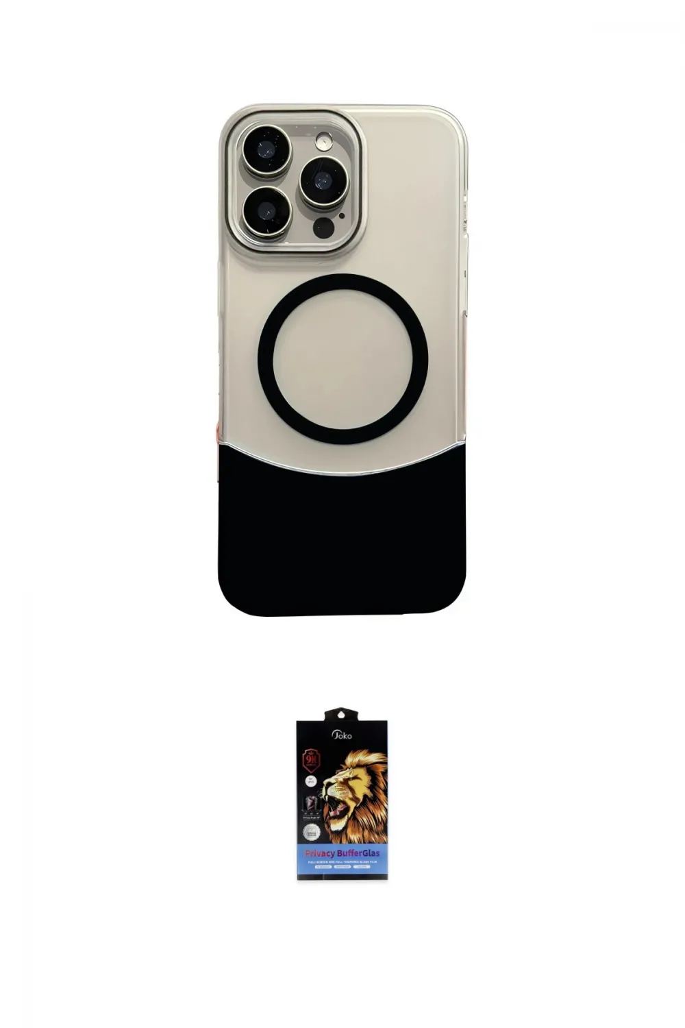 ieg™ iPhone 16 Pro Kılıf Kozmos Form Özel Seri - Siyah Buffer Hayalet Cam Ekran Koruyucu