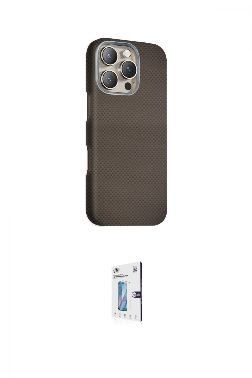 ieg™ iPhone 16 Pro Kılıf Kozmos Klasik Prime - Siyah Bilvis 0.18mm Plus Cam Ekran Koruyucu