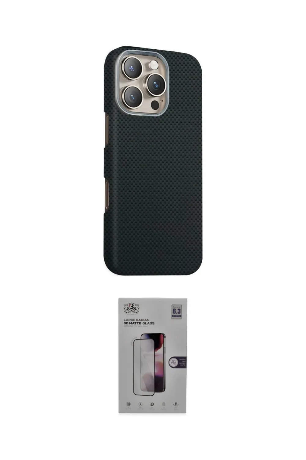 ieg™ iPhone 16 Pro Kılıf Kozmos Klasik Prime - Siyah Bilvis 3D Mat Cam Ekran Koruyucu