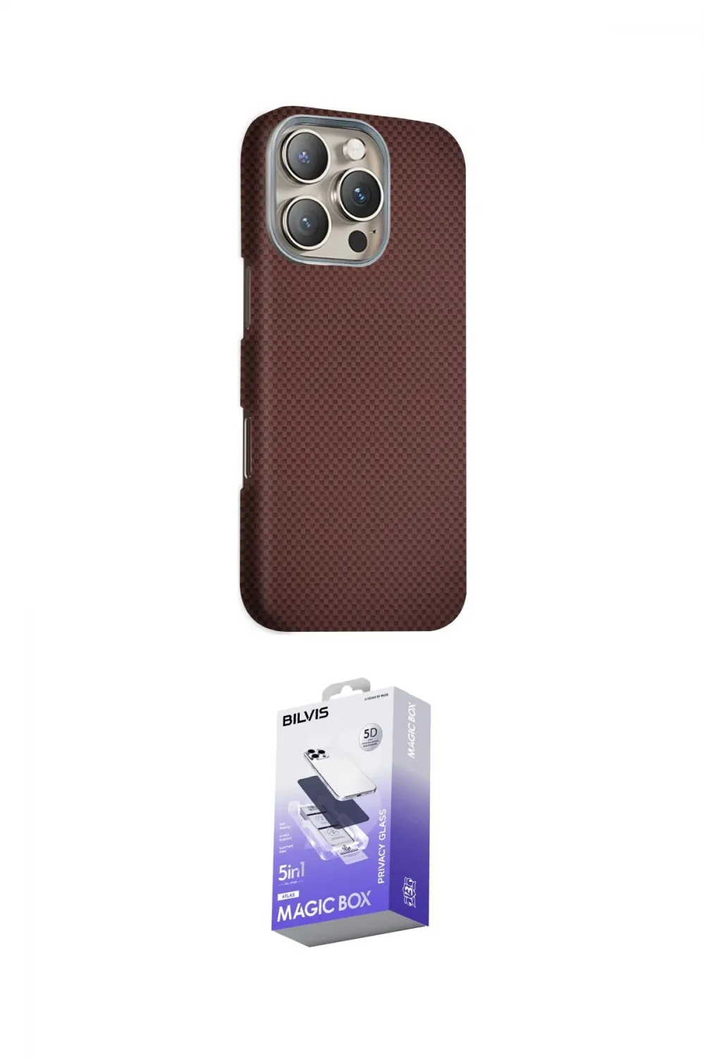 ieg™ iPhone 16 Pro Kılıf Kozmos Klasik Prime - Siyah Bilvis 5in1 5D Magic Hayalet Cam Ekran Koruyucu