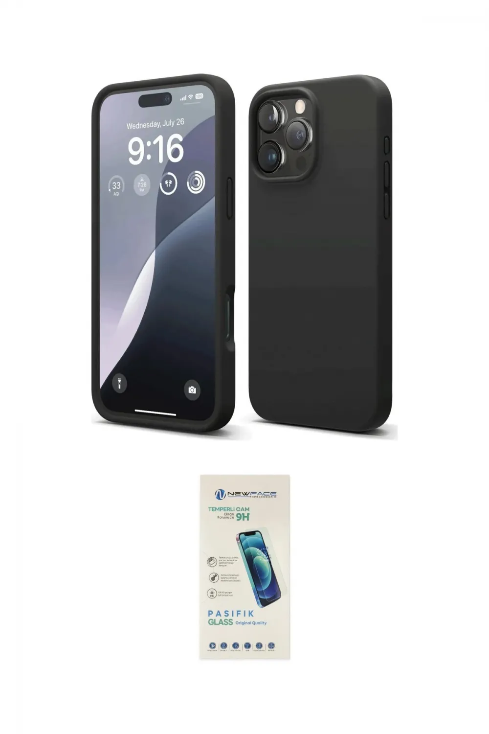 ieg™ iPhone 16 Pro Kılıf Kozmos Yansıma Özel Seri - Şeffaf Pasifik Cam Ekran Koruyucu