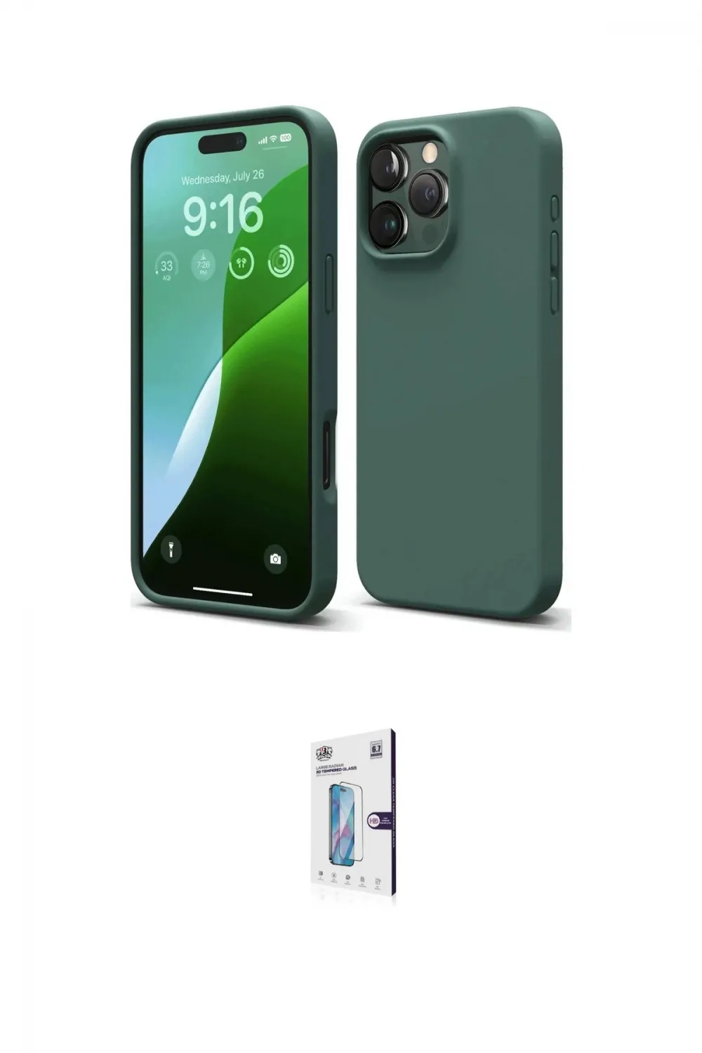 ieg™ iPhone 16 Pro Kılıf Kozmos Yansıma Özel Seri - Siyah Bilvis 0.18mm Plus Cam Ekran Koruyucu