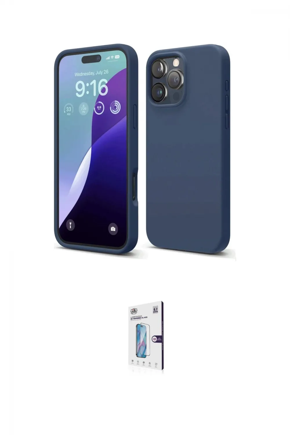 ieg™ iPhone 16 Pro Kılıf Kozmos Yansıma Özel Seri - Siyah Bilvis 0.18mm Plus Cam Ekran Koruyucu