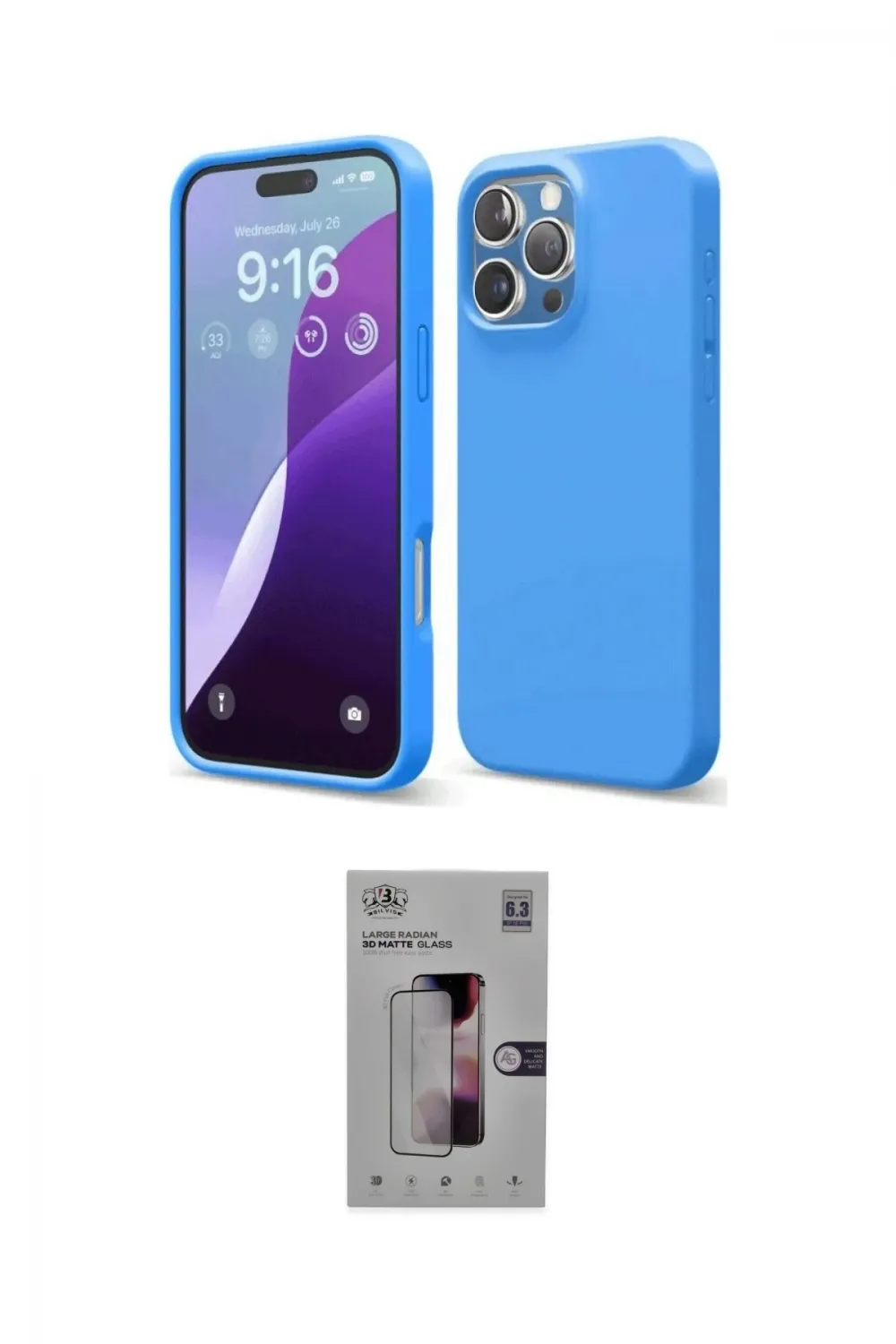 ieg™ iPhone 16 Pro Kılıf Kozmos Yansıma Özel Seri - Siyah Bilvis 3D Mat Cam Ekran Koruyucu