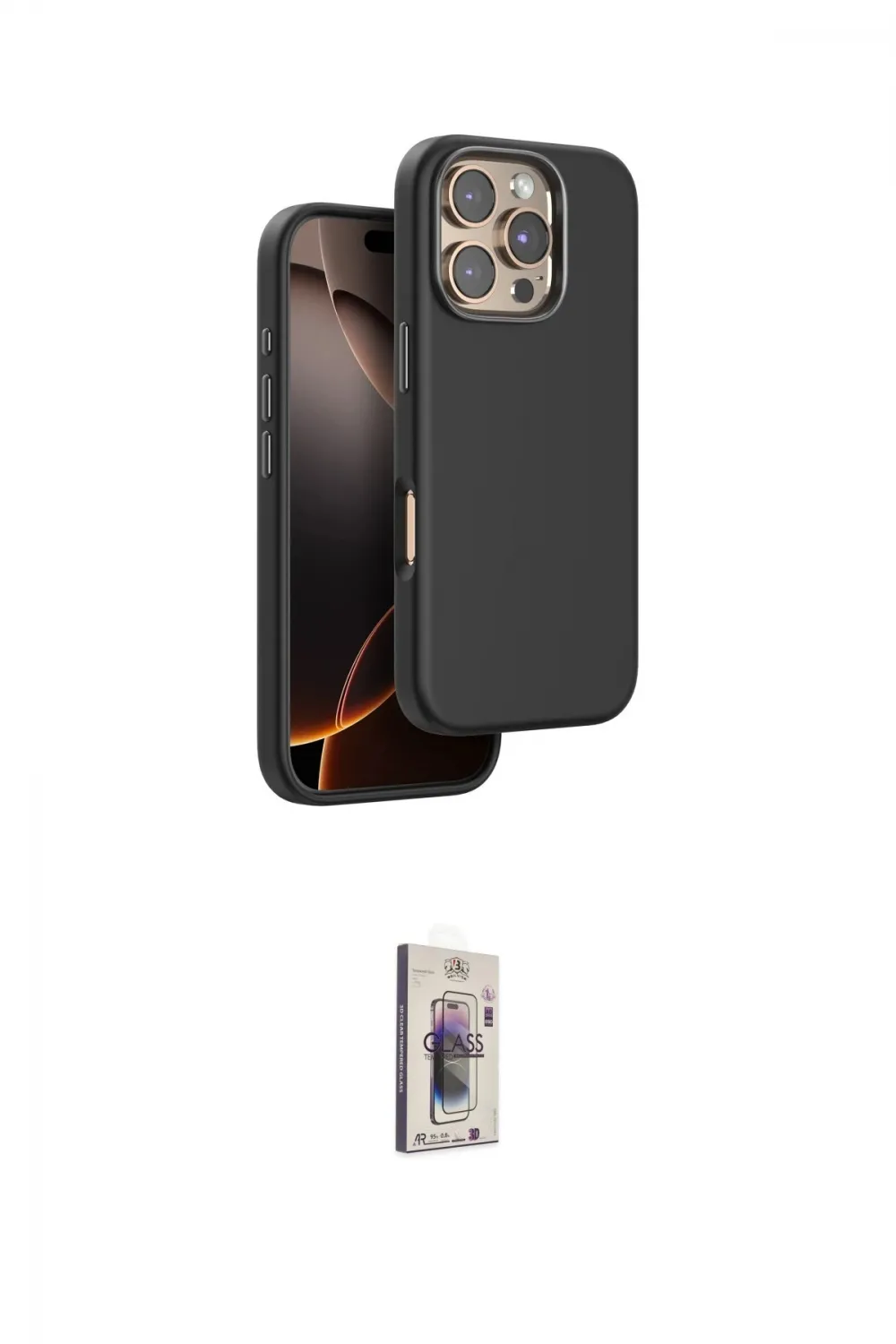 ieg™ iPhone 16 Pro Kılıf Kutup Modern - Siyah Bilvis 3D Cam Ekran Koruyucu
