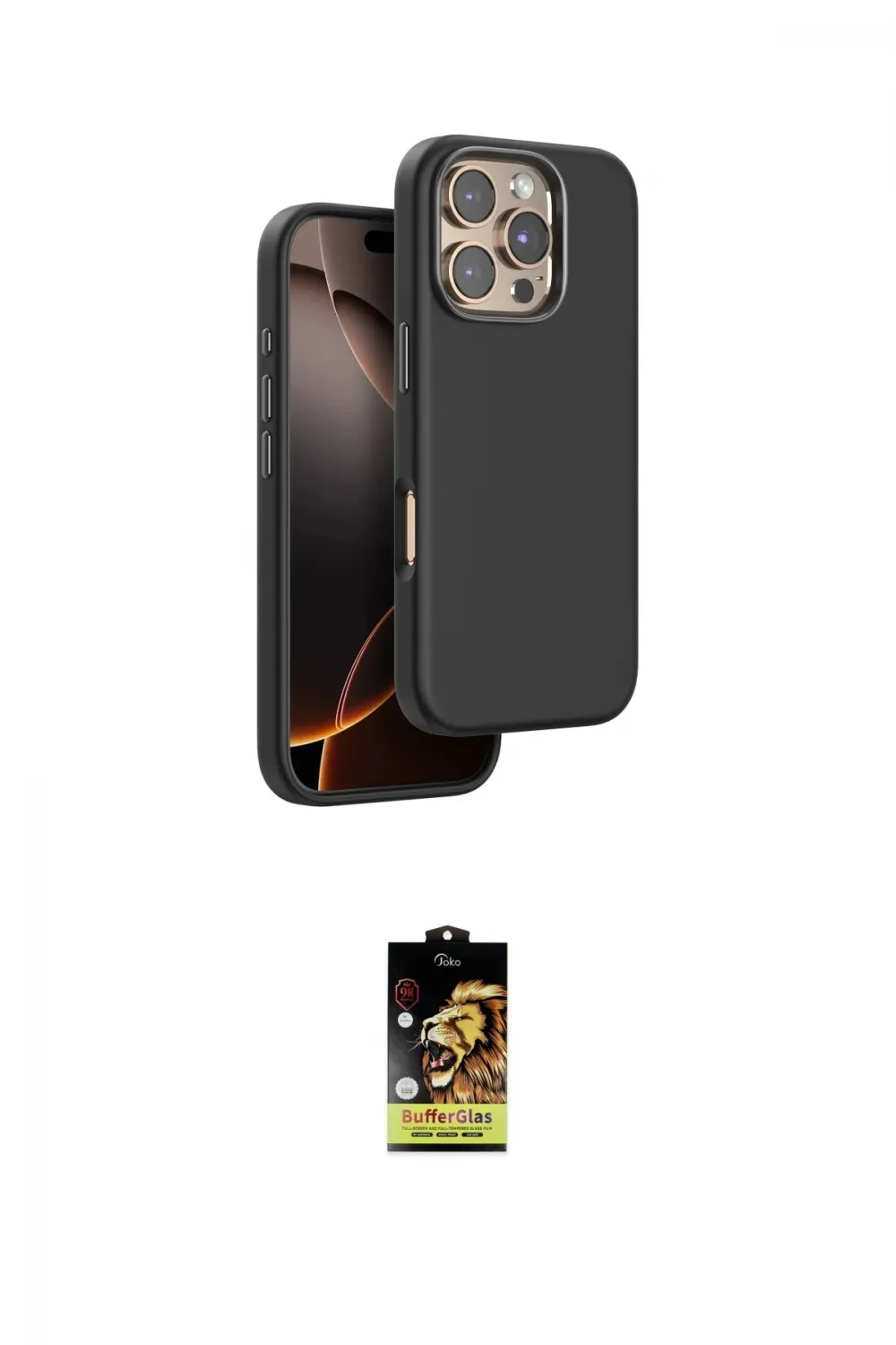 ieg™ iPhone 16 Pro Kılıf Kutup Modern - Siyah Buffer Cam Ekran Koruyucu