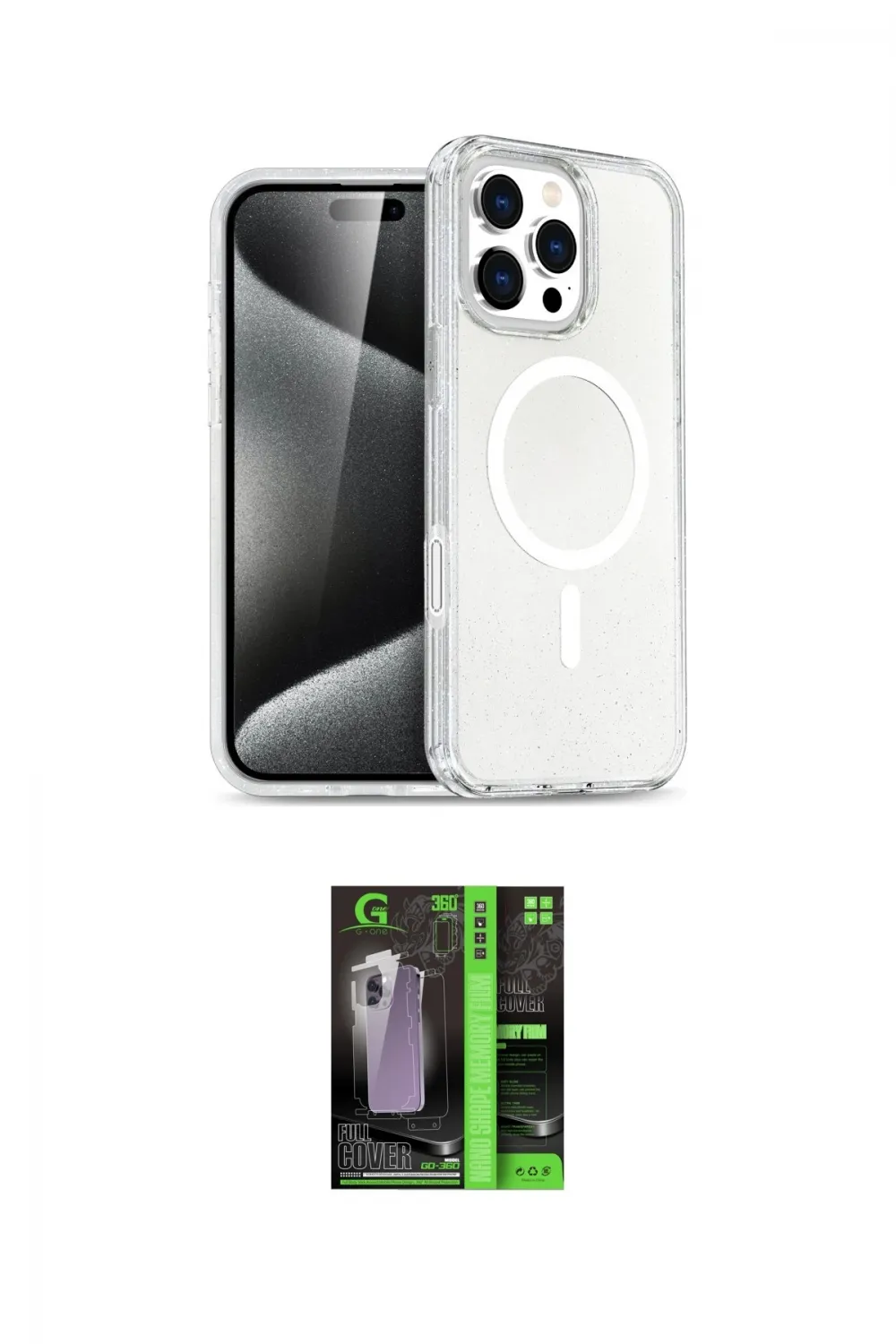 ieg™ iPhone 16 Pro Kılıf Nova Asil Prime - Şeffaf 360 Full Body Arka Koruyucu