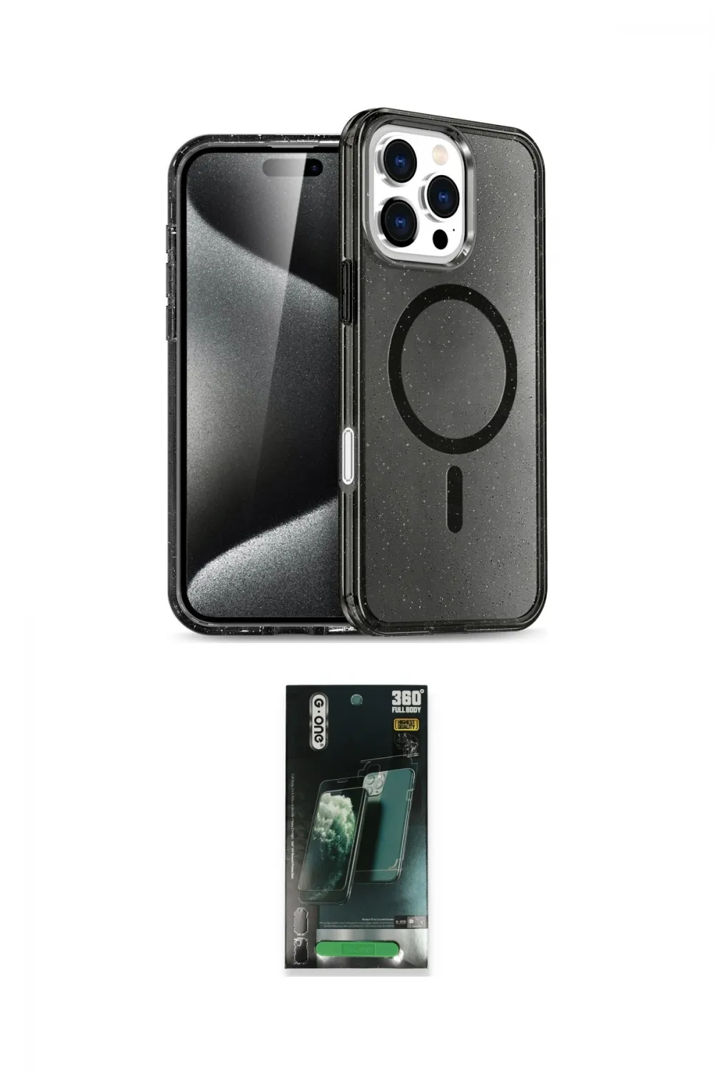 ieg™ iPhone 16 Pro Kılıf Nova Asil Prime - Siyah 360 Mat Full Body Arka Koruyucu