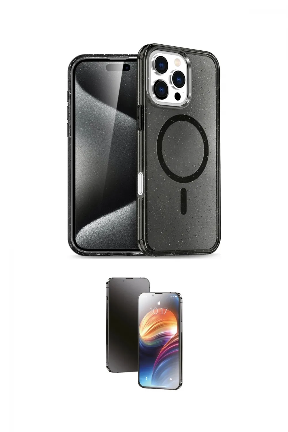 ieg™ iPhone 16 Pro Kılıf Nova Asil Prime - Siyah 3D Antistatik Mat Seramik Nano Ekran Koruyucu