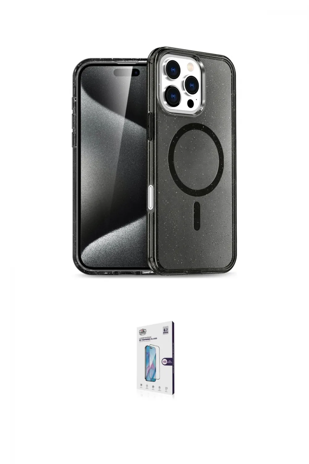 ieg™ iPhone 16 Pro Kılıf Nova Asil Prime - Siyah Bilvis 0.18mm Plus Cam Ekran Koruyucu