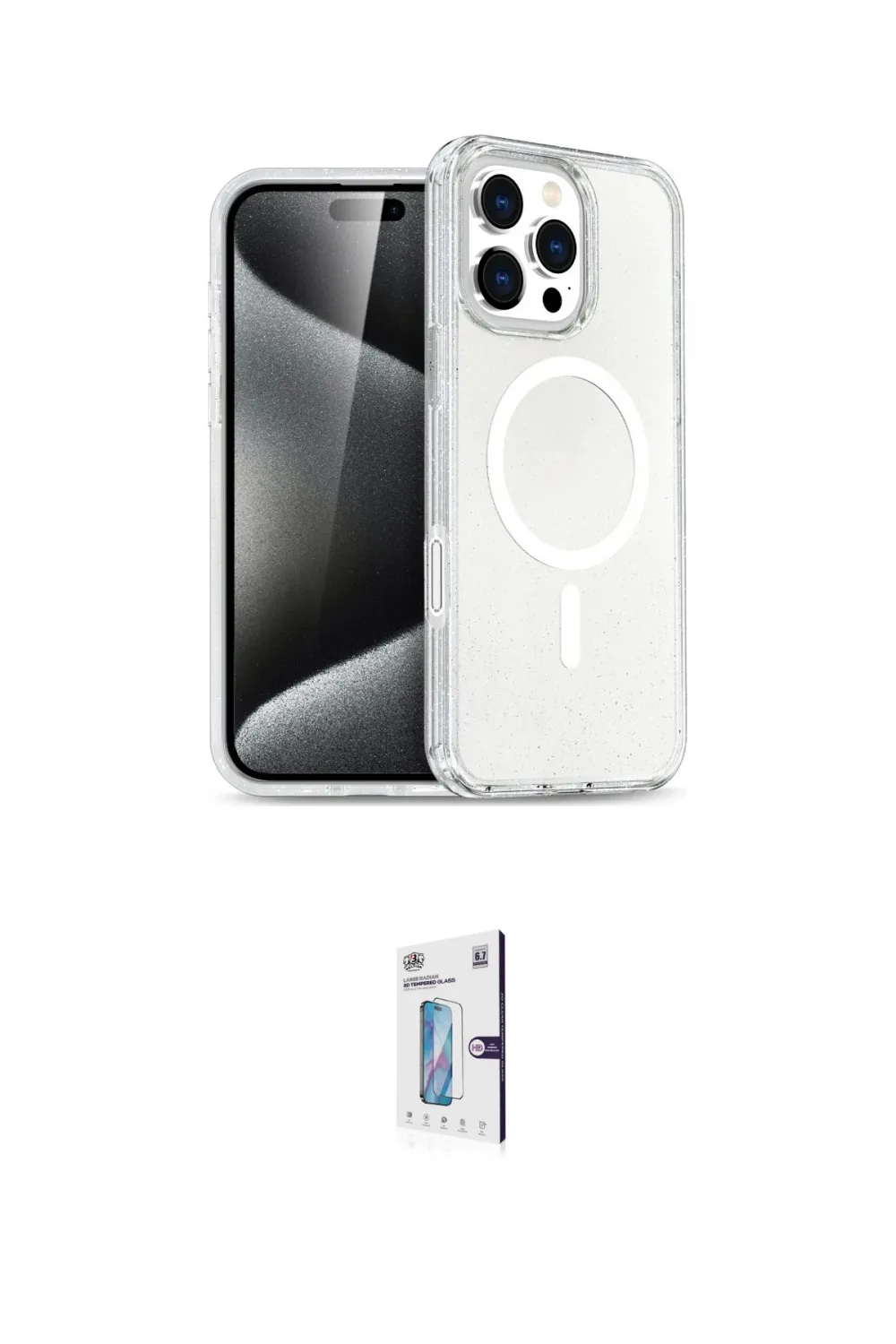 ieg™ iPhone 16 Pro Kılıf Nova Asil Prime - Siyah Bilvis 0.18mm Plus Cam Ekran Koruyucu