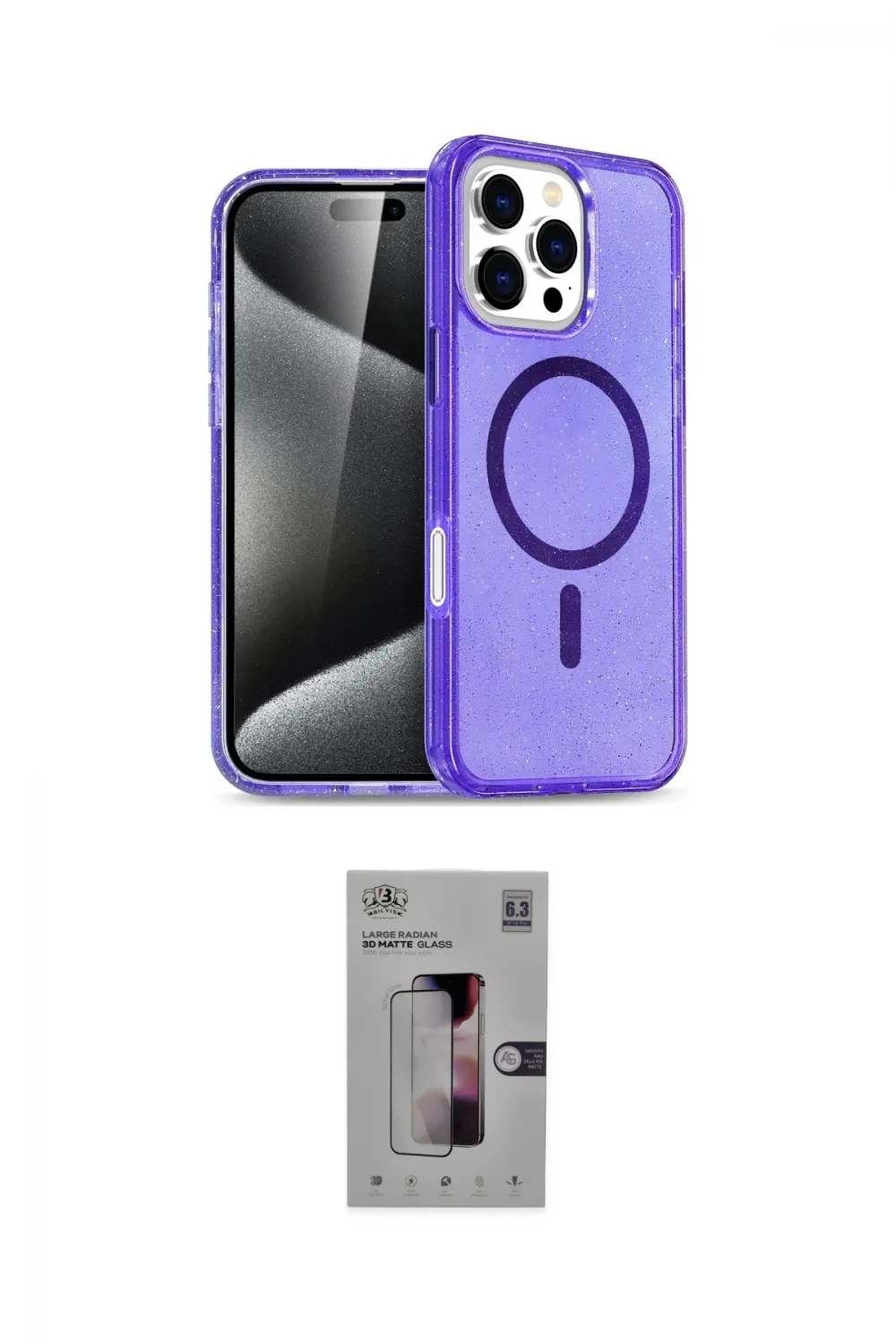 ieg™ iPhone 16 Pro Kılıf Nova Asil Prime - Siyah Bilvis 3D Mat Cam Ekran Koruyucu
