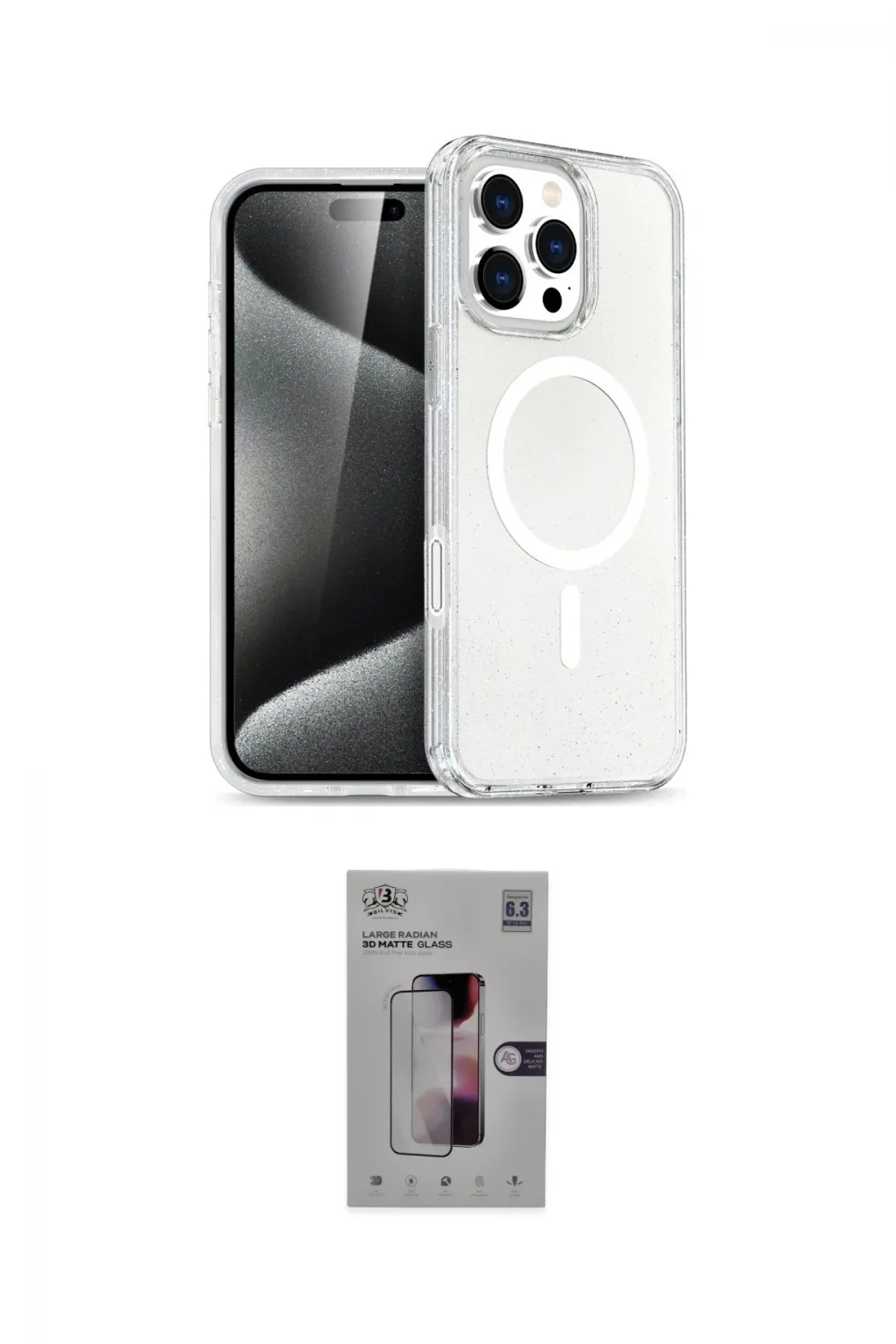 ieg™ iPhone 16 Pro Kılıf Nova Asil Prime - Siyah Bilvis 3D Mat Cam Ekran Koruyucu