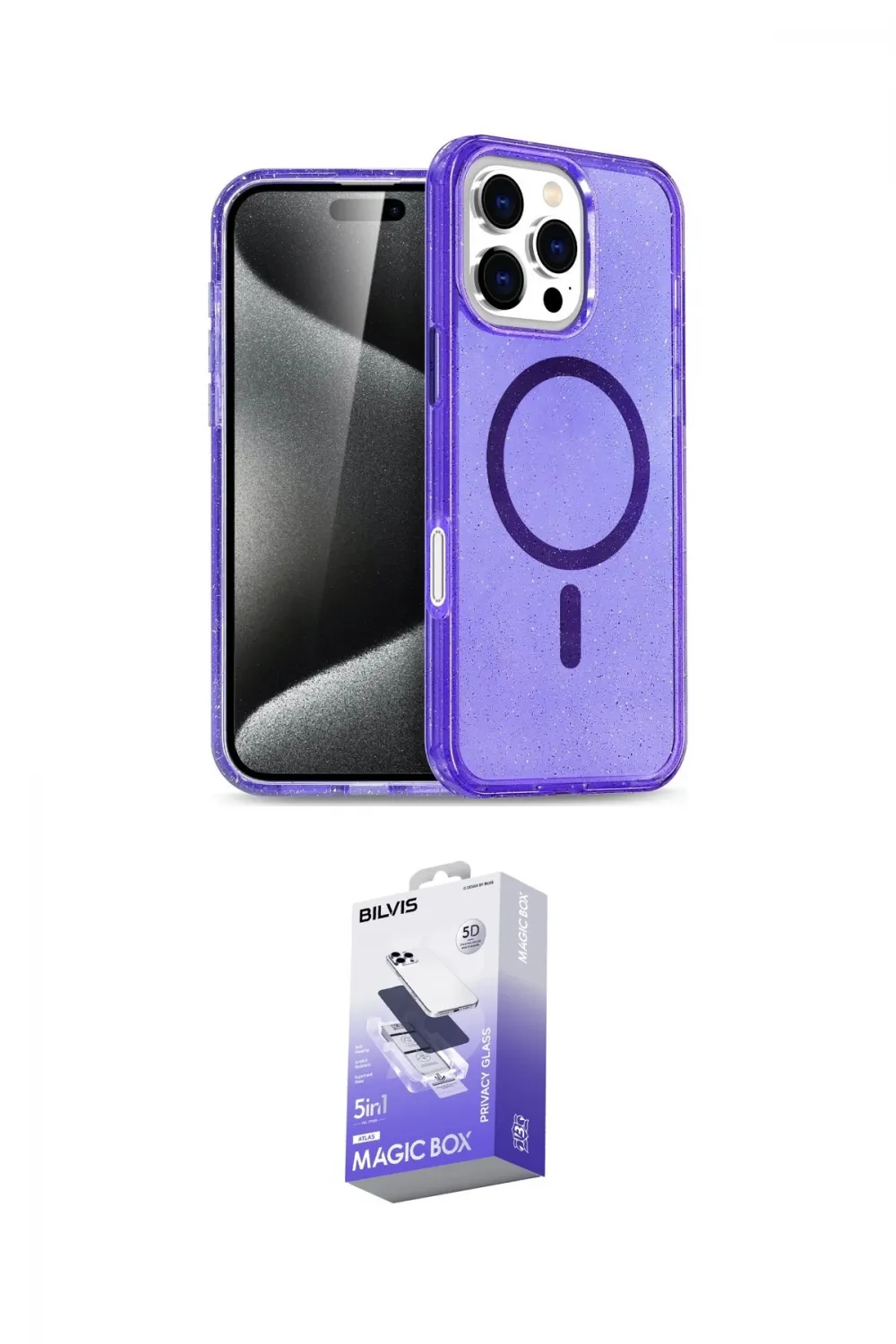 ieg™ iPhone 16 Pro Kılıf Nova Asil Prime - Siyah Bilvis 5in1 5D Magic Hayalet Cam Ekran Koruyucu