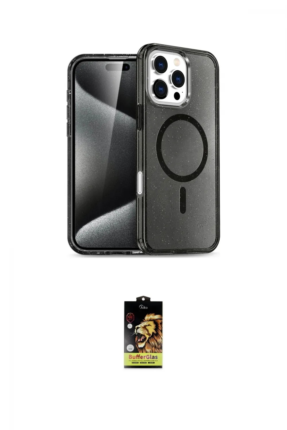 ieg™ iPhone 16 Pro Kılıf Nova Asil Prime - Siyah Buffer Cam Ekran Koruyucu