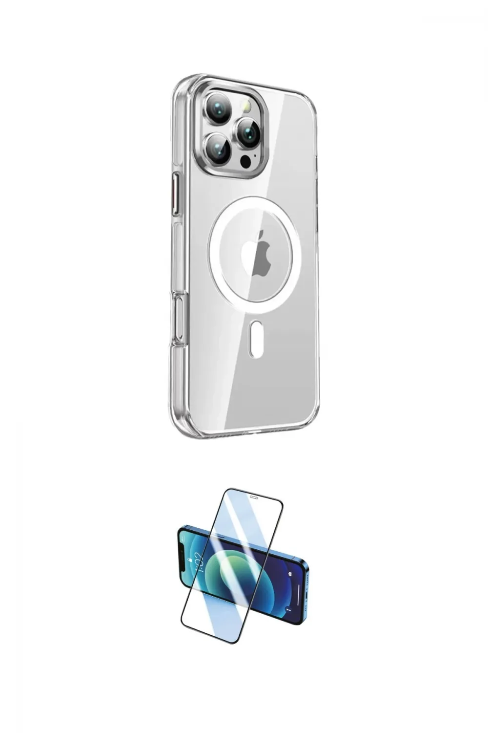 ieg™ iPhone 16 Pro Kılıf Nova Doku - Siyah 3D Antistatik Cam Ekran Koruyucu