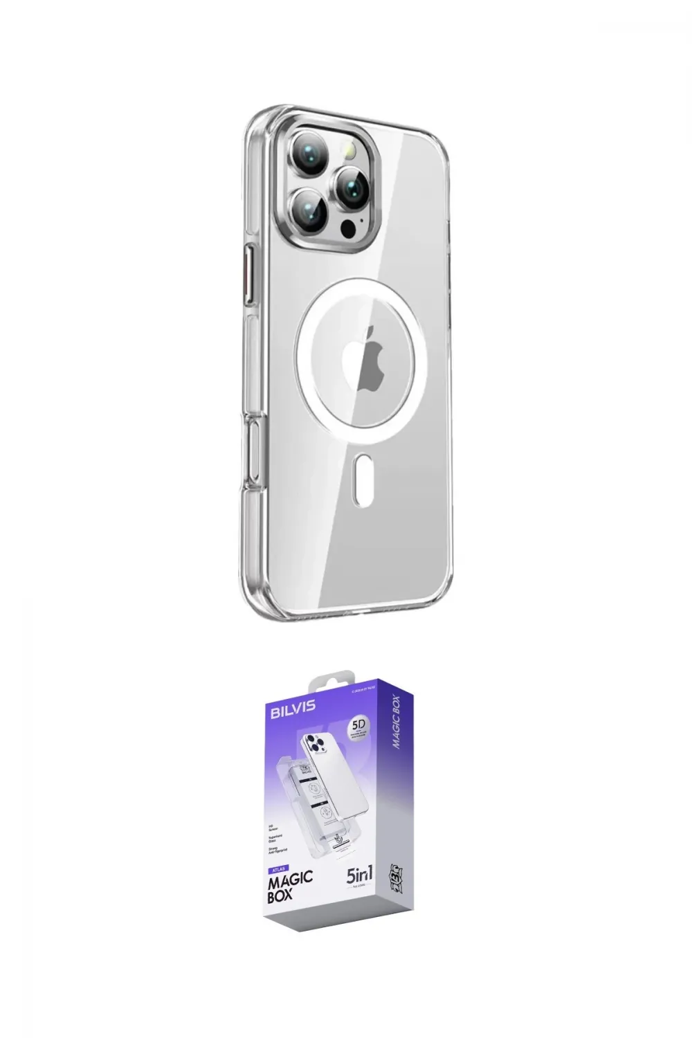 ieg™ iPhone 16 Pro Kılıf Nova Doku - Siyah Bilvis 5in1 3D Magic Cam Ekran Koruyucu
