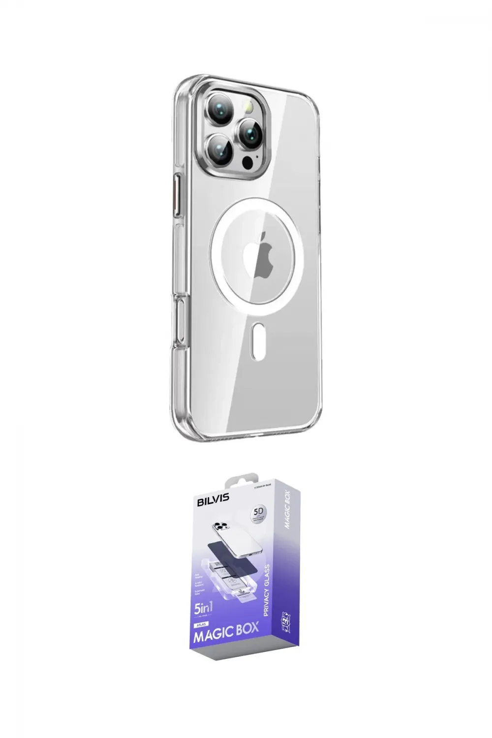 ieg™ iPhone 16 Pro Kılıf Nova Doku - Siyah Bilvis 5in1 5D Magic Hayalet Cam Ekran Koruyucu