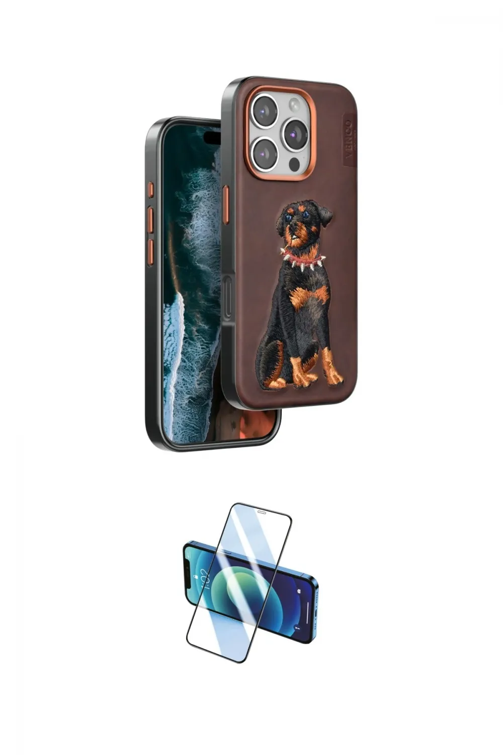 ieg™ iPhone 16 Pro Kılıf Nova Form Koleksiyonu - Siyah 3D Antistatik Cam Ekran Koruyucu