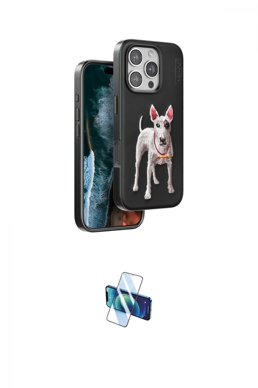 ieg™ iPhone 16 Pro Kılıf Nova Form Koleksiyonu - Siyah 3D Antistatik Seramik Nano Ekran Koruyucu