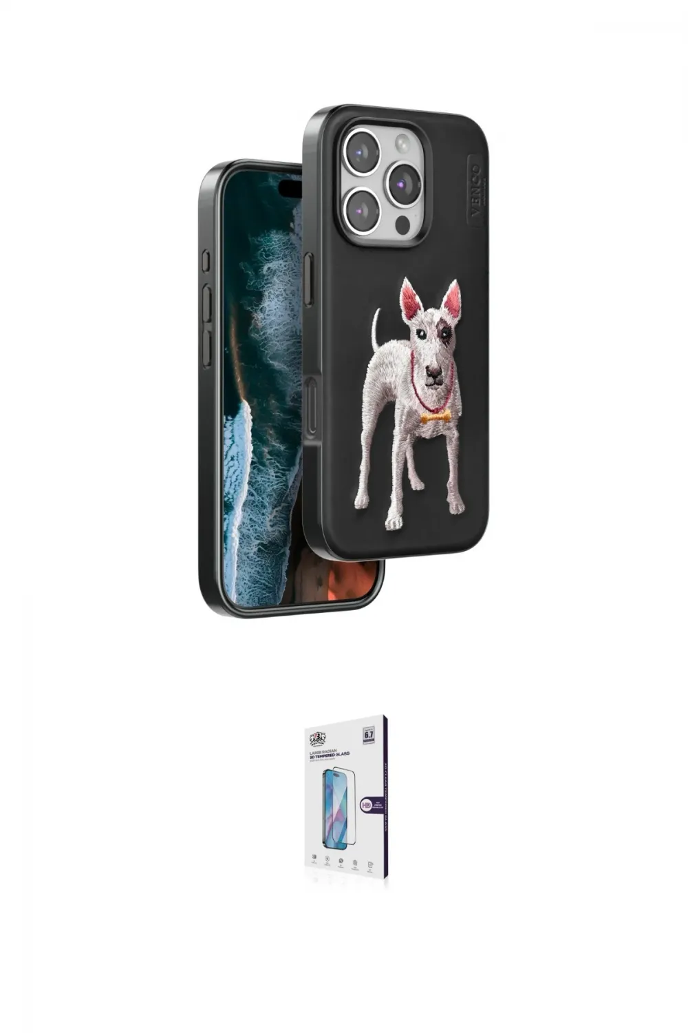 ieg™ iPhone 16 Pro Kılıf Nova Form Koleksiyonu - Siyah Bilvis 0.18mm Plus Cam Ekran Koruyucu
