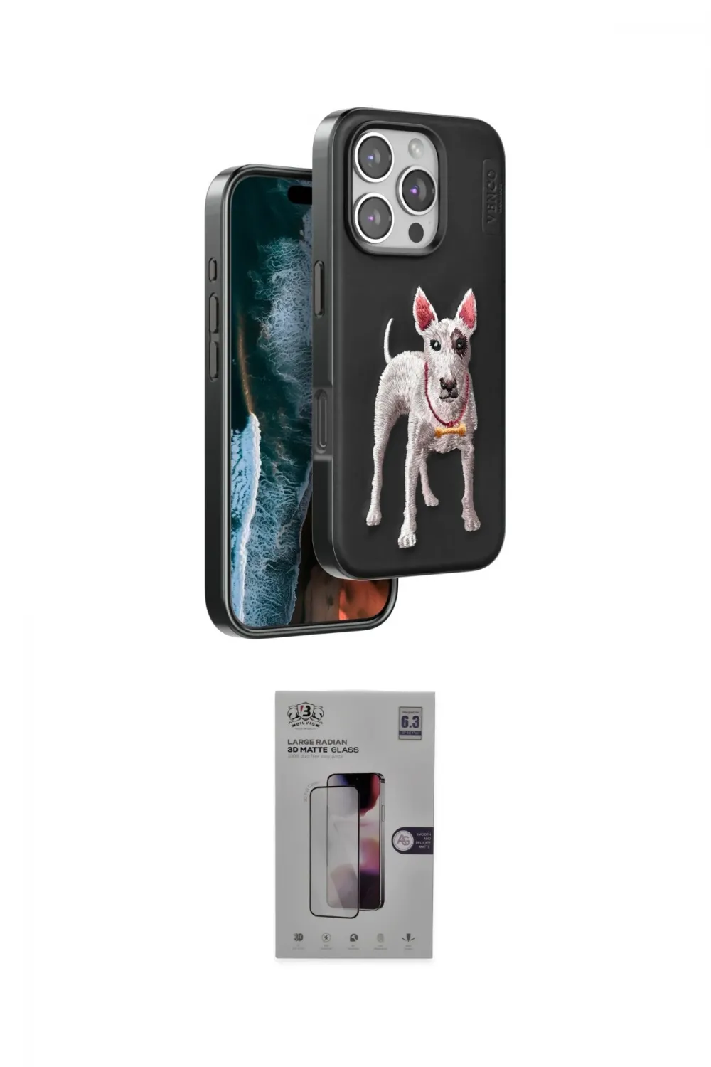 ieg™ iPhone 16 Pro Kılıf Nova Form Koleksiyonu - Siyah Bilvis 3D Mat Cam Ekran Koruyucu