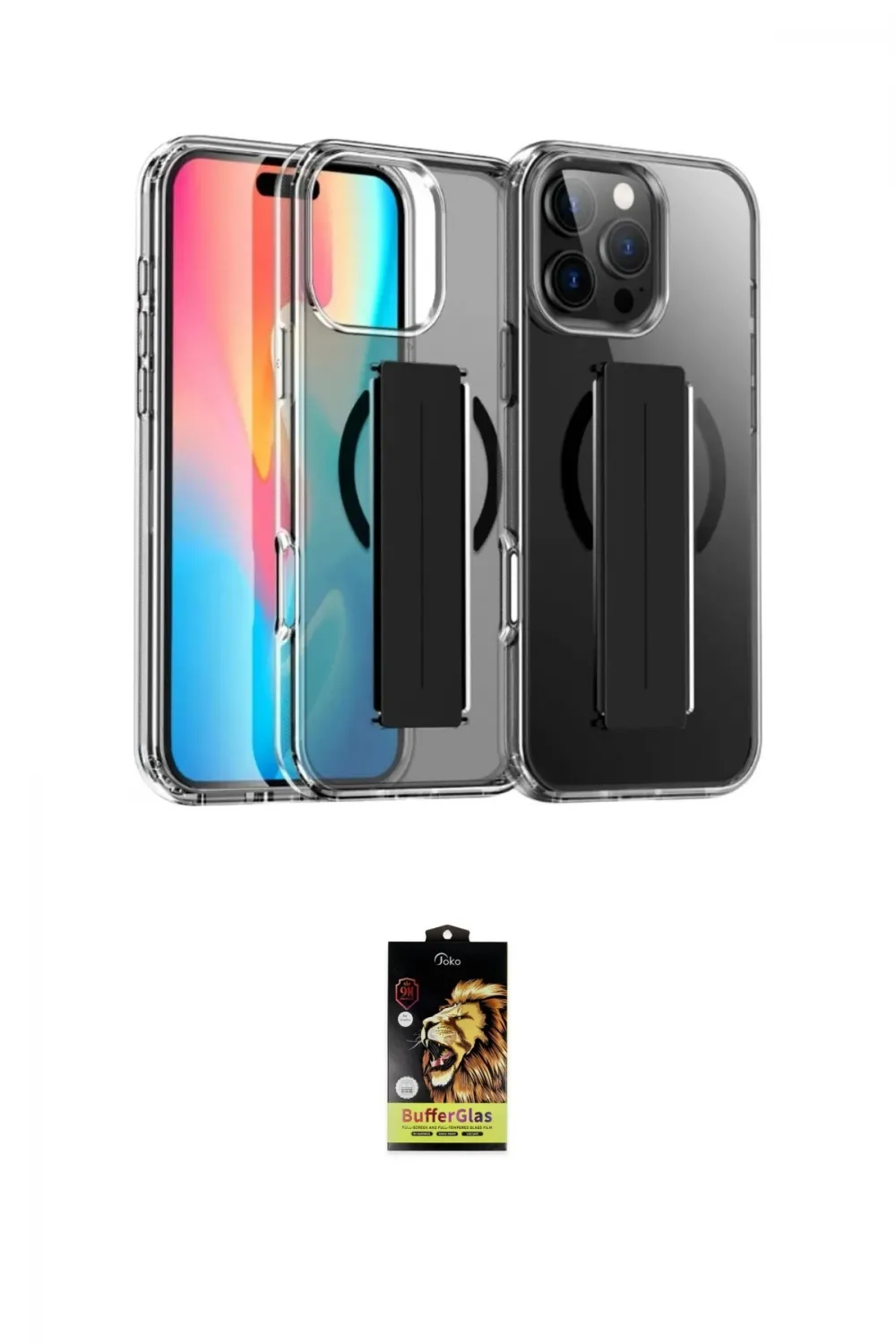ieg™ iPhone 16 Pro Kılıf Nova Işık Koleksiyonu - Siyah Buffer Cam Ekran Koruyucu