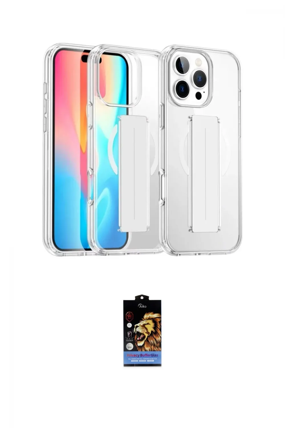 ieg™ iPhone 16 Pro Kılıf Nova Işık Koleksiyonu - Siyah Buffer Hayalet Cam Ekran Koruyucu