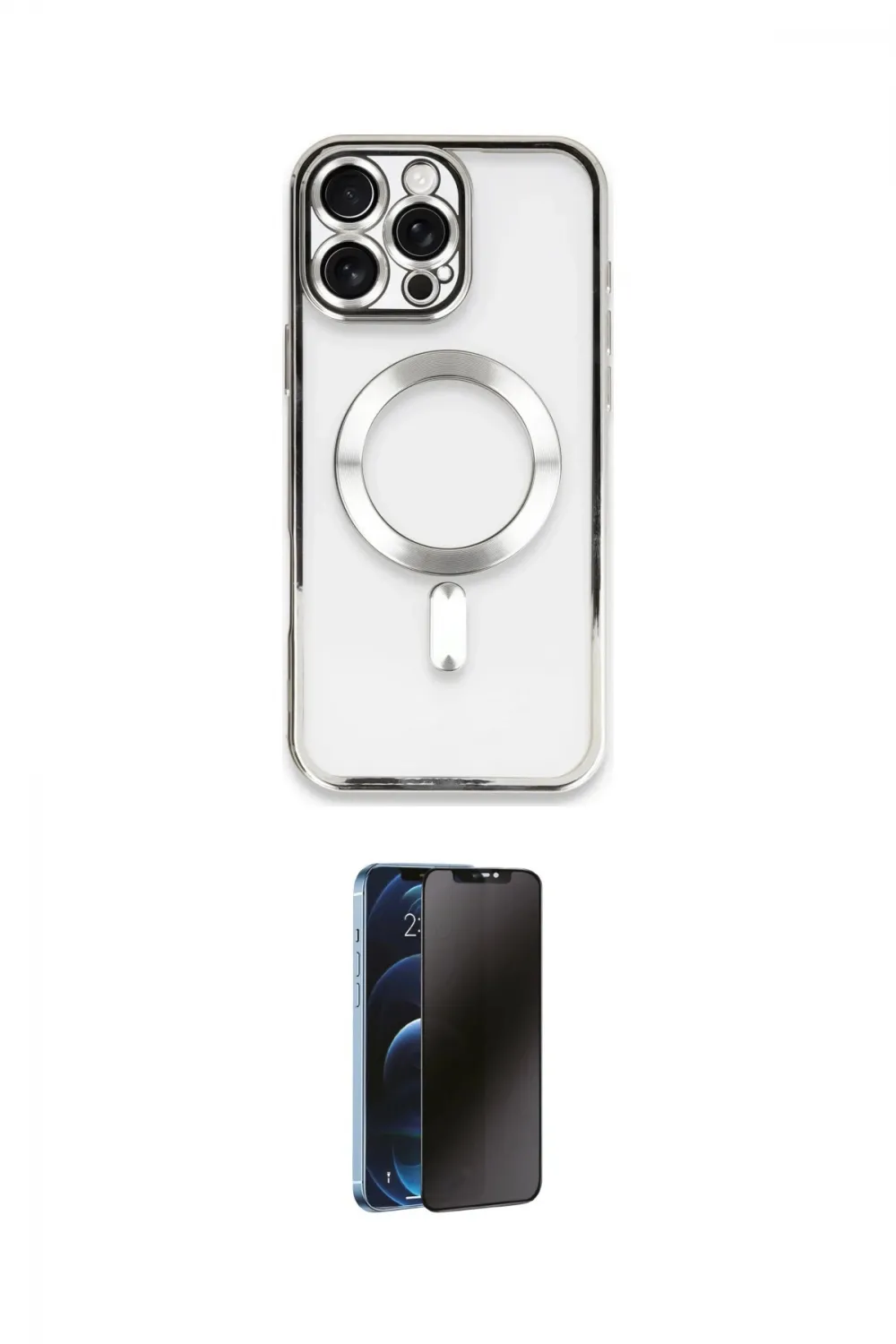 ieg™ iPhone 16 Pro Kılıf Nova Işık Özel Seri - Siyah 3D Antistatik Hayalet Cam Ekran Koruyucu