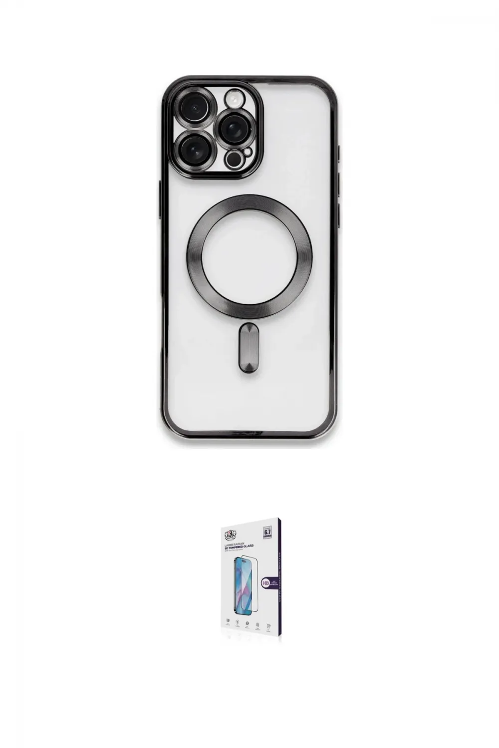 ieg™ iPhone 16 Pro Kılıf Nova Işık Özel Seri - Siyah Bilvis 0.18mm Plus Cam Ekran Koruyucu