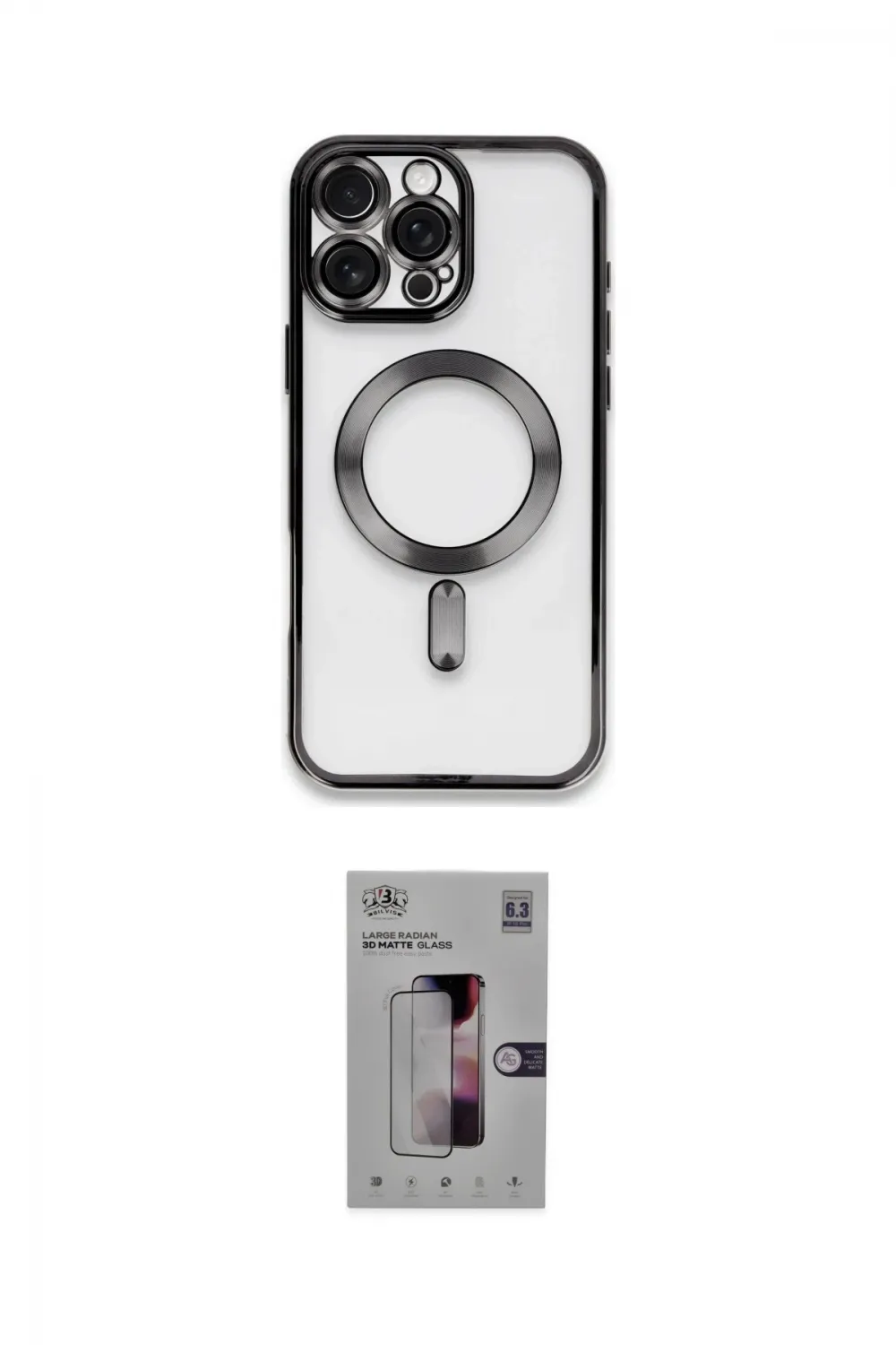 ieg™ iPhone 16 Pro Kılıf Nova Işık Özel Seri - Siyah Bilvis 3D Mat Cam Ekran Koruyucu