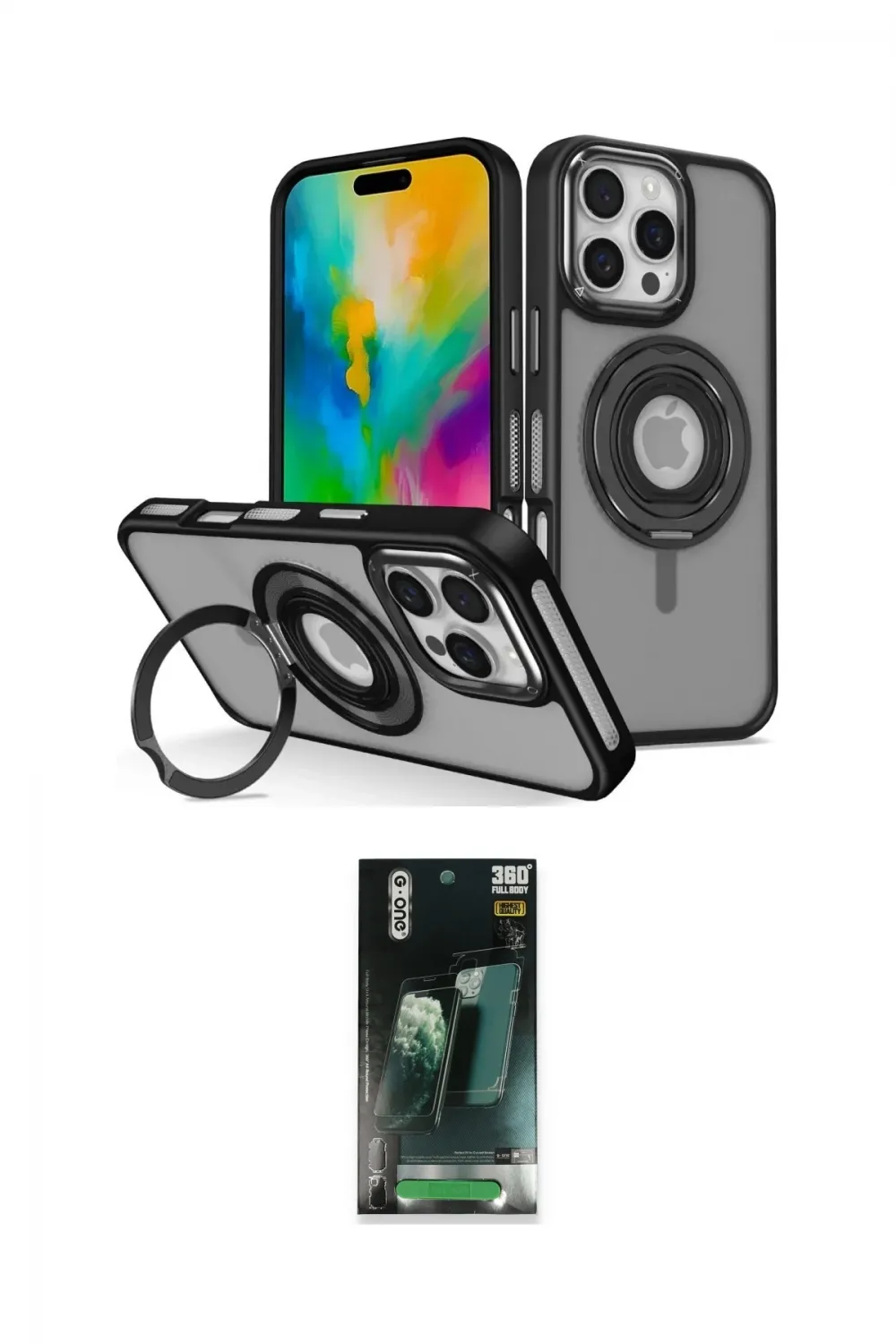 ieg™ iPhone 16 Pro Kılıf Nova Minimal Serisi - Siyah 360 Mat Full Body Arka Koruyucu