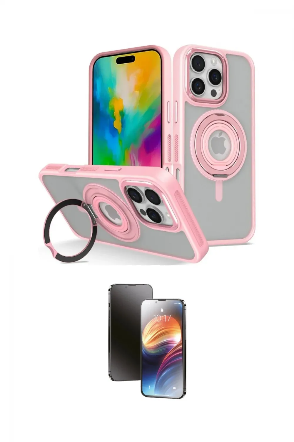 ieg™ iPhone 16 Pro Kılıf Nova Minimal Serisi - Siyah 3D Antistatik Mat Seramik Nano Ekran Koruyucu