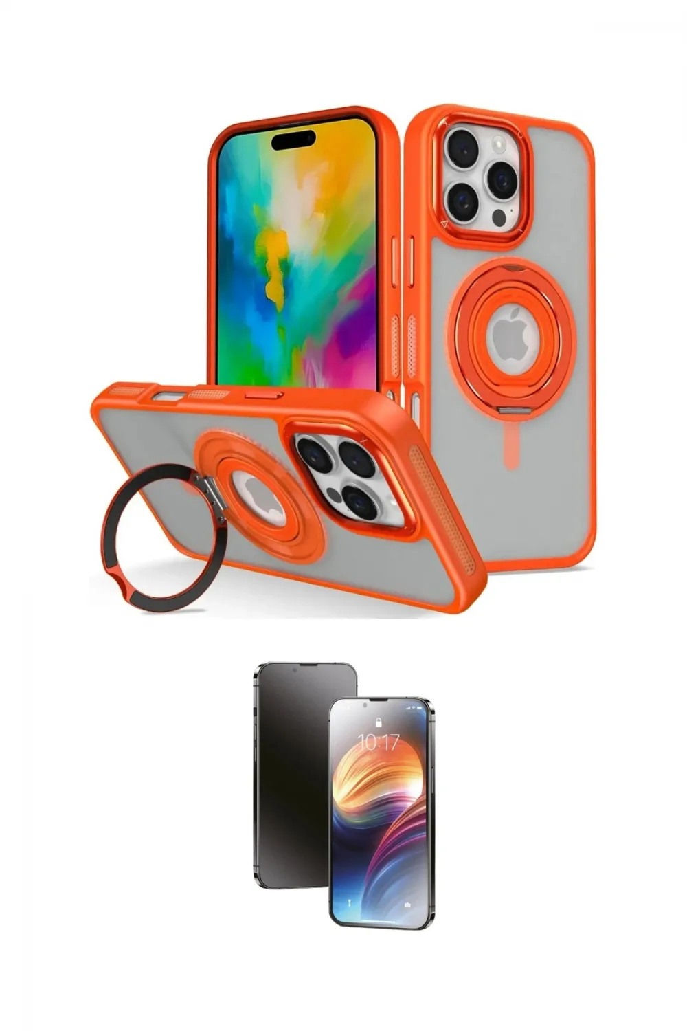 ieg™ iPhone 16 Pro Kılıf Nova Minimal Serisi - Siyah 3D Antistatik Mat Seramik Nano Ekran Koruyucu