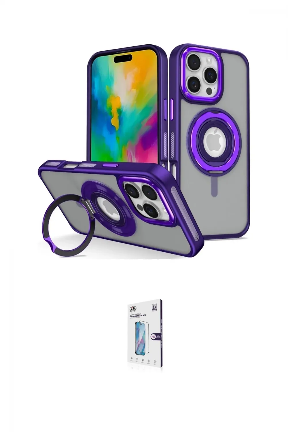 ieg™ iPhone 16 Pro Kılıf Nova Minimal Serisi - Siyah Bilvis 0.18mm Plus Cam Ekran Koruyucu