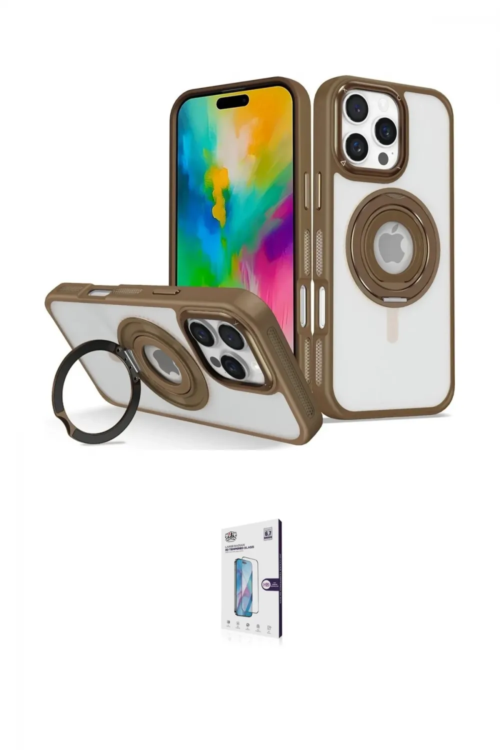 ieg™ iPhone 16 Pro Kılıf Nova Minimal Serisi - Siyah Bilvis 0.18mm Plus Cam Ekran Koruyucu
