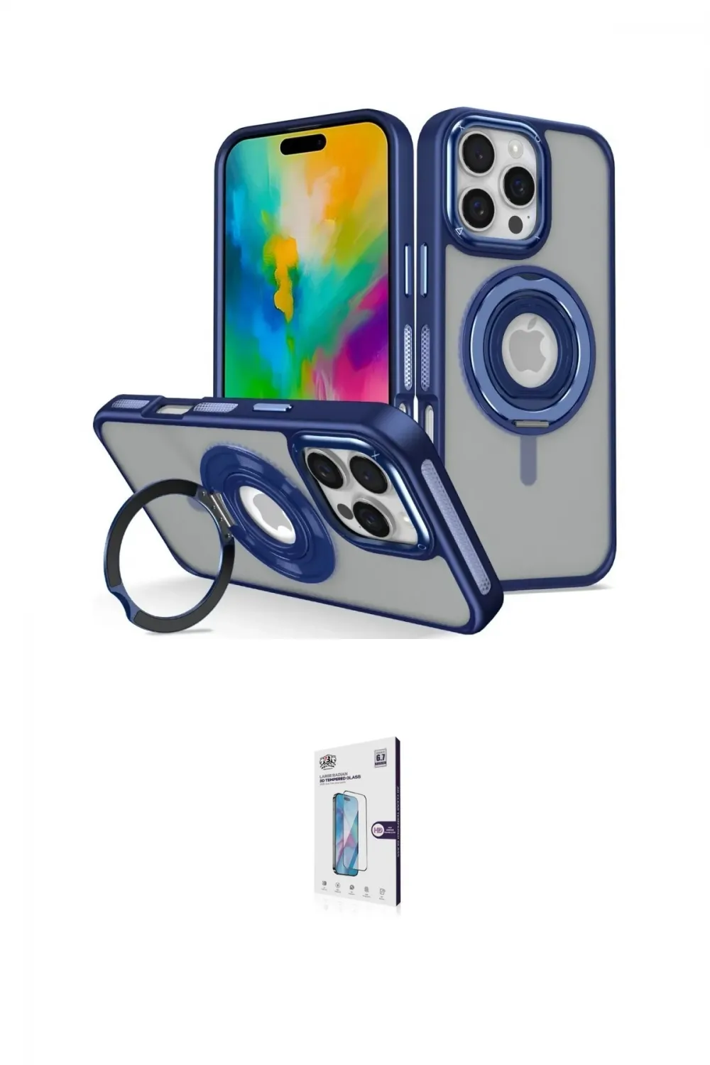 ieg™ iPhone 16 Pro Kılıf Nova Minimal Serisi - Siyah Bilvis 0.18mm Plus Cam Ekran Koruyucu