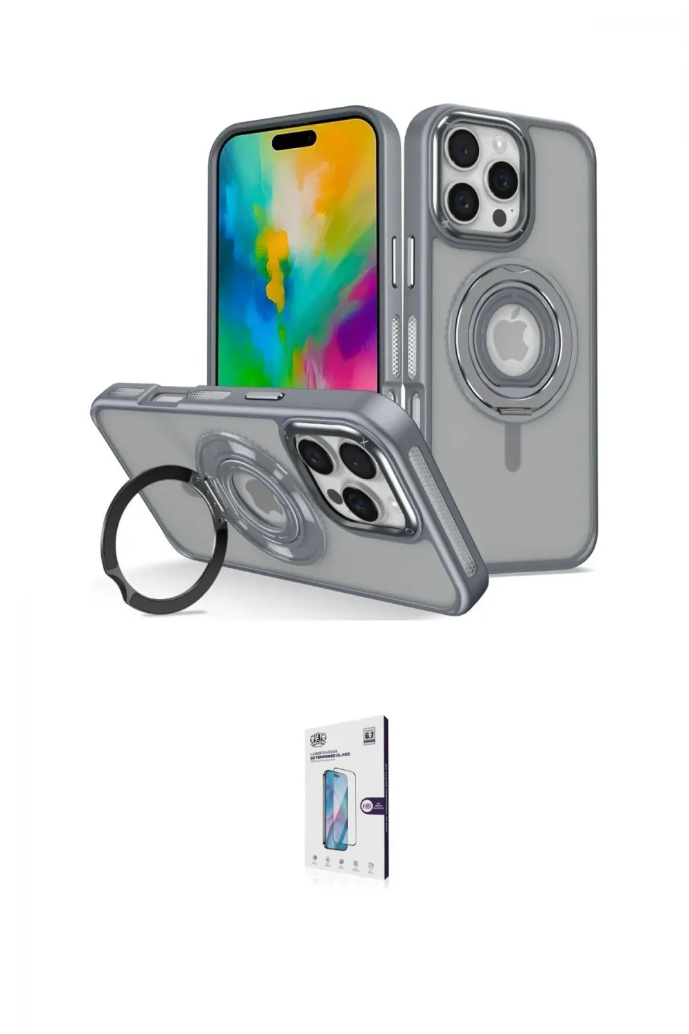 ieg™ iPhone 16 Pro Kılıf Nova Minimal Serisi - Siyah Bilvis 0.18mm Plus Cam Ekran Koruyucu