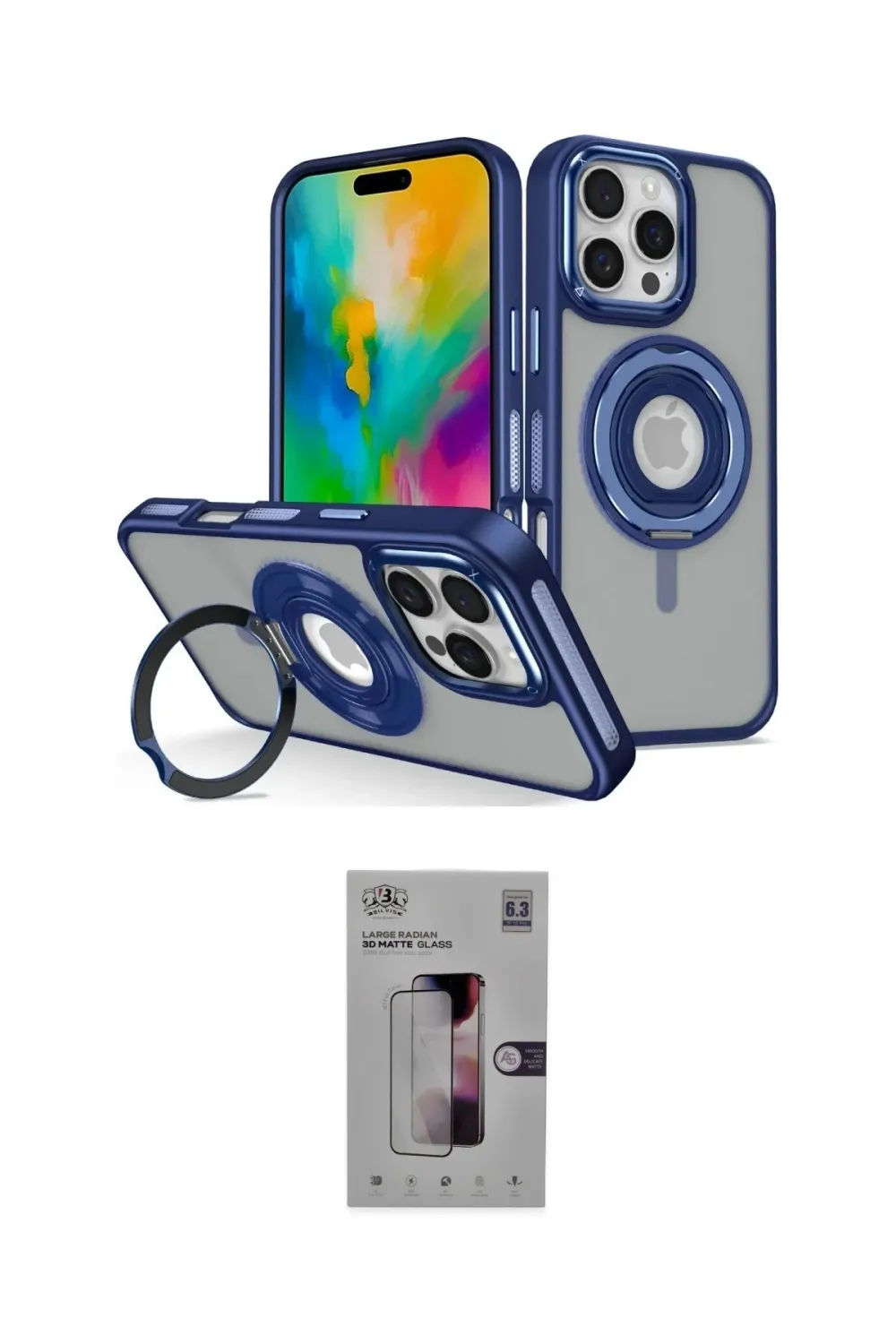 ieg™ iPhone 16 Pro Kılıf Nova Minimal Serisi - Siyah Bilvis 3D Mat Cam Ekran Koruyucu