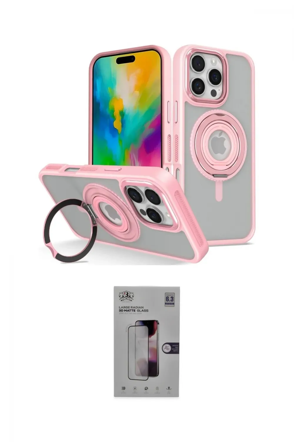 ieg™ iPhone 16 Pro Kılıf Nova Minimal Serisi - Siyah Bilvis 3D Mat Cam Ekran Koruyucu