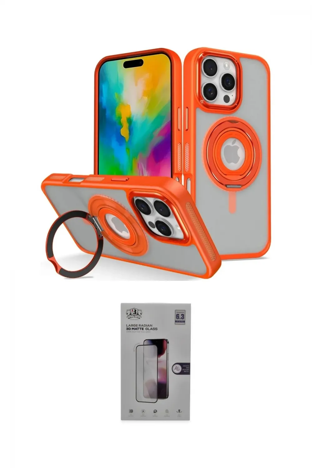 ieg™ iPhone 16 Pro Kılıf Nova Minimal Serisi - Siyah Bilvis 3D Mat Cam Ekran Koruyucu