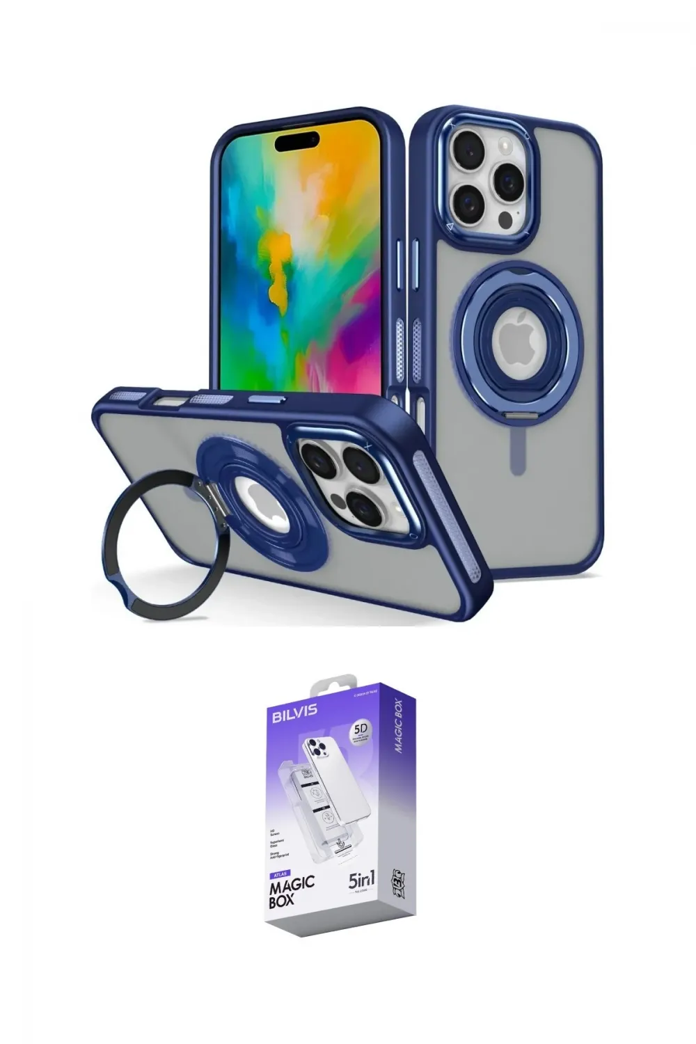 ieg™ iPhone 16 Pro Kılıf Nova Minimal Serisi - Siyah Bilvis 5in1 3D Magic Cam Ekran Koruyucu