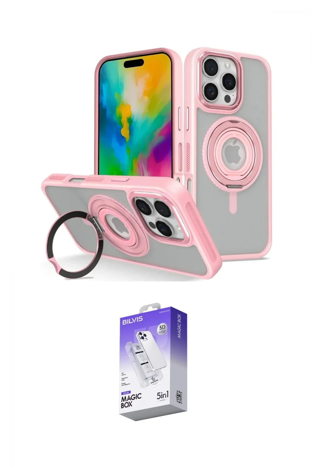 ieg™ iPhone 16 Pro Kılıf Nova Minimal Serisi - Siyah Bilvis 5in1 3D Magic Cam Ekran Koruyucu