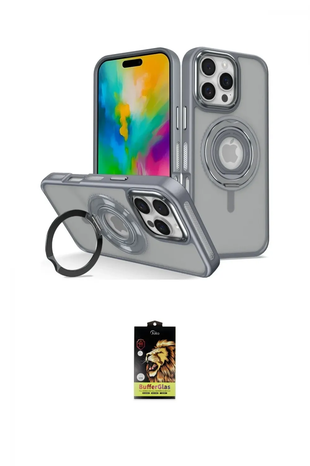ieg™ iPhone 16 Pro Kılıf Nova Minimal Serisi - Siyah Buffer Cam Ekran Koruyucu