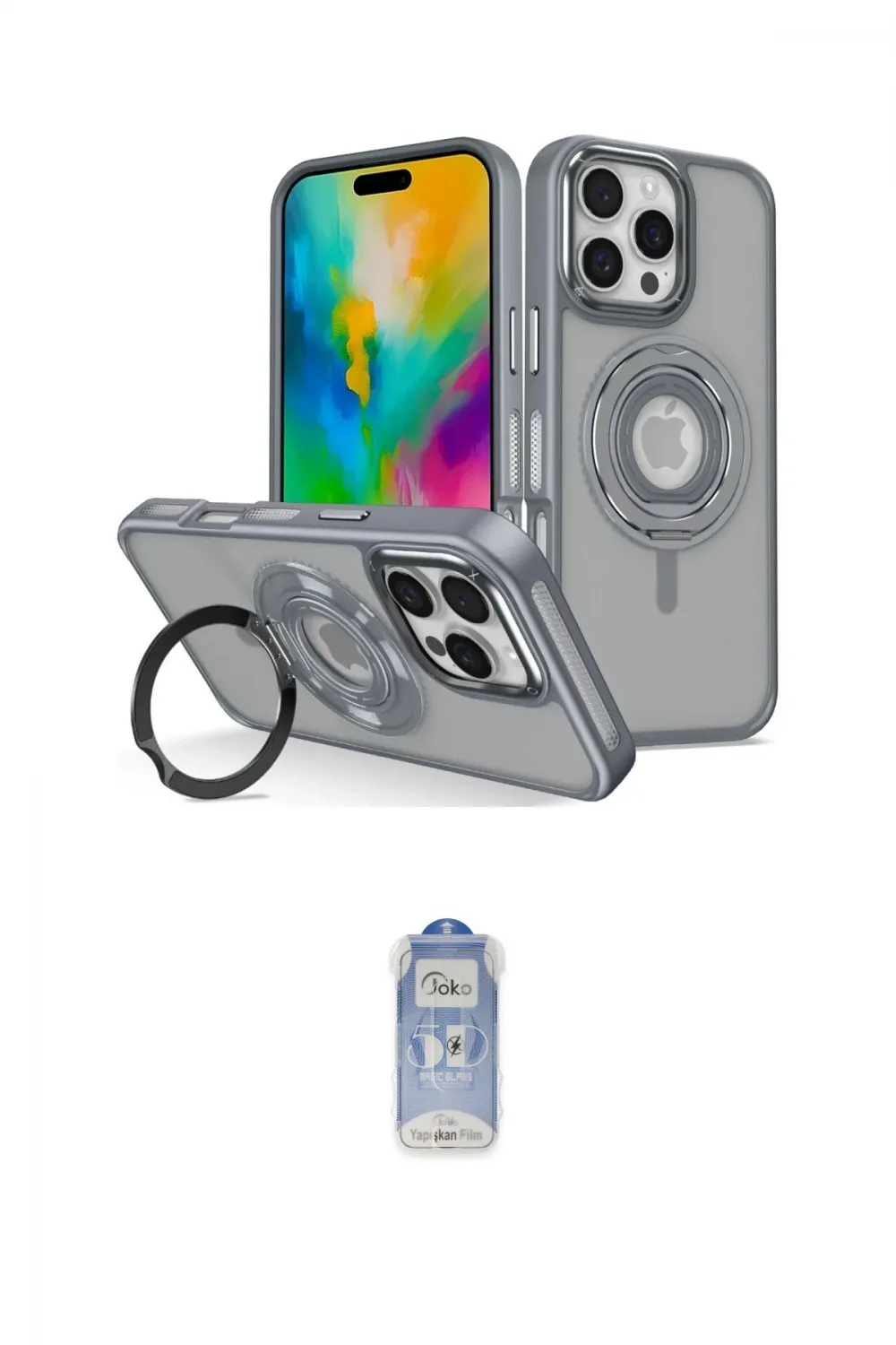 ieg™ iPhone 16 Pro Kılıf Nova Minimal Serisi - Siyah Joko Magic 5D Cam