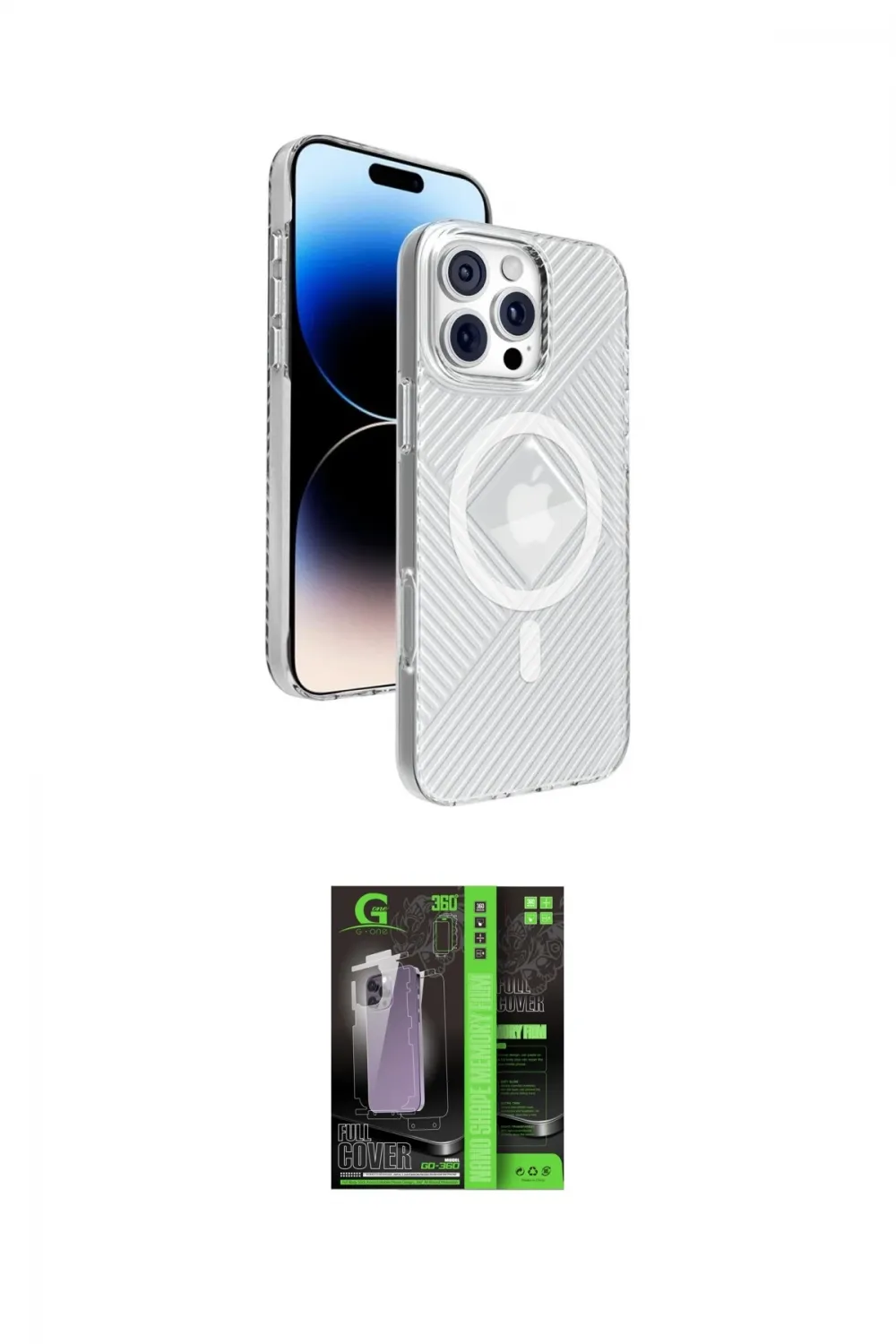 ieg™ iPhone 16 Pro Kılıf Nova Modern Prime - Şeffaf 360 Full Body Arka Koruyucu