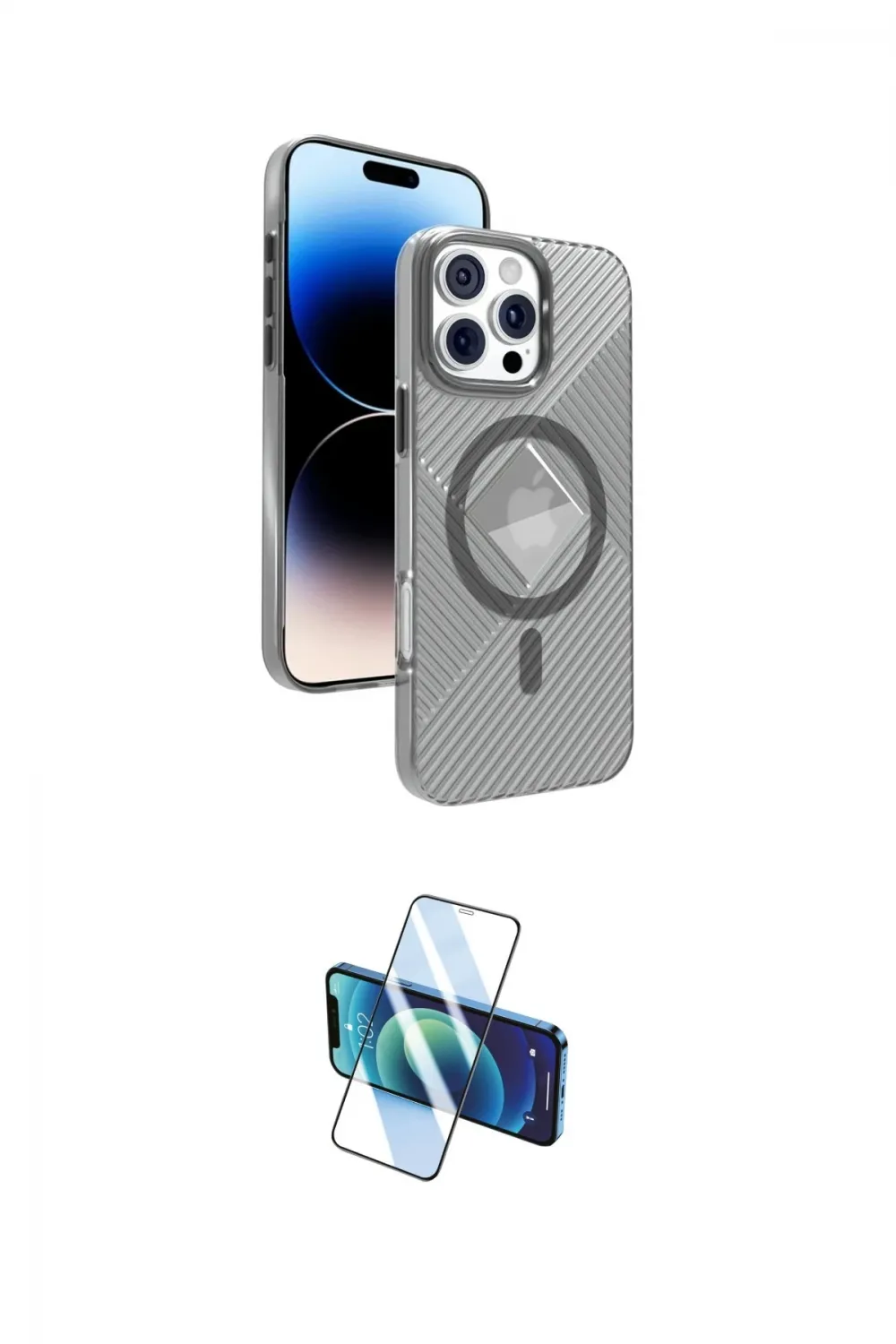 ieg™ iPhone 16 Pro Kılıf Nova Modern Prime - Siyah 3D Antistatik Cam Ekran Koruyucu