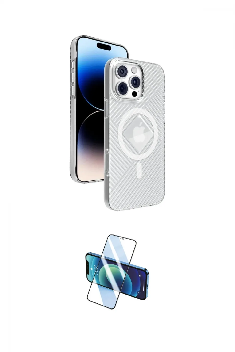 ieg™ iPhone 16 Pro Kılıf Nova Modern Prime - Siyah 3D Antistatik Cam Ekran Koruyucu