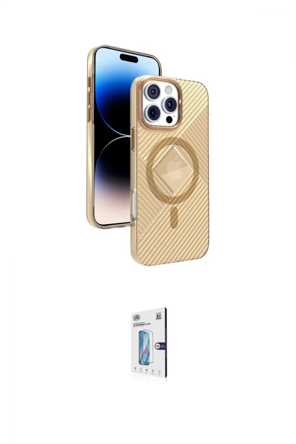 ieg™ iPhone 16 Pro Kılıf Nova Modern Prime - Siyah Bilvis 0.18mm Plus Cam Ekran Koruyucu