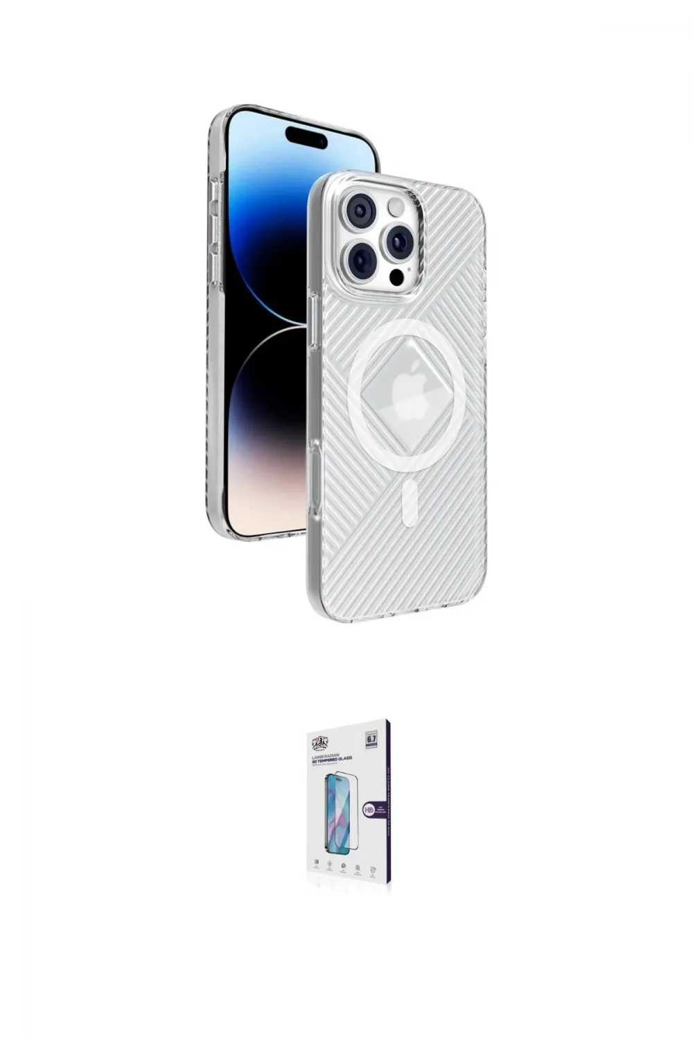 ieg™ iPhone 16 Pro Kılıf Nova Modern Prime - Siyah Bilvis 0.18mm Plus Cam Ekran Koruyucu